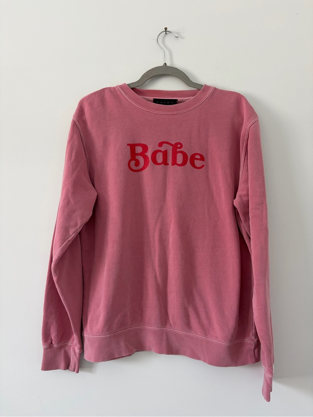 HATCH Pink Crewneck Pullover ‘Babe’ Sweatshirt Maternity Boho Casual 1/ Small